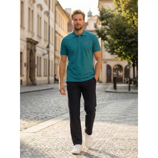  Pánské triko s límečkem ALTISPORT CARRYOVER ALM065203 TMAVÝ TYRKYS 
