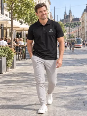 Férfi funkcionális póló gallérral ALTISPORT ALM006217 FEKETE