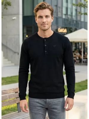 Férfi pulóver KIXMI LAMONT FEKETE