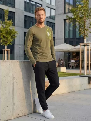 Pánské triko s dlouhým rukávem ALTISPORT CARRYOVER ALM027119 KHAKI
