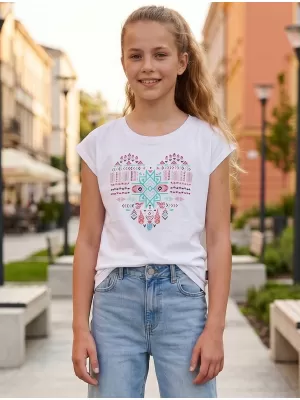 Lány t -póló rövid ujjú SAM 73 FREYA GT 550 FEHÉR