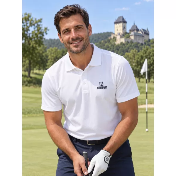  Férfi funkcionális póló gallérral ALTISPORT ALM006217 FEHÉR 