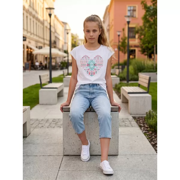  Lány t -póló rövid ujjú SAM 73 FREYA GT 550 FEHÉR 