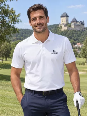 Férfi funkcionális póló gallérral ALTISPORT ALM006217 FEHÉR
