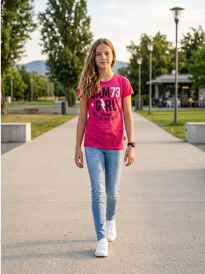 Lány t -póló rövid ujjú SAM 73 KYLIE GT 549 SÖTÉT RÓZSASZÍNŰ