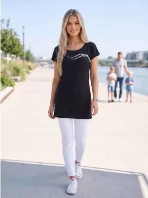 Dámské prodloužené triko ALTISPORT CARRYOVER ALW001123 ČERNOBÍLÁ