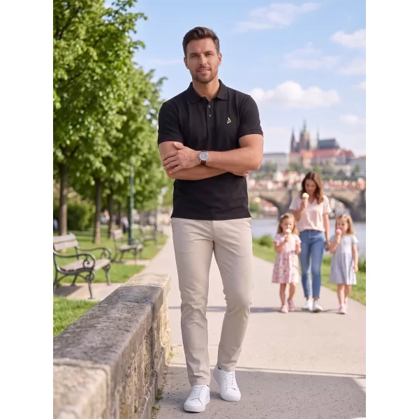  Prémium férfi póló gallérral ALTISPORT ALM002203 FEKETE ÉS ZÖLD 