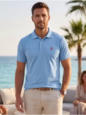 Prémium férfi póló gallérral ALTISPORT ALM002203 ÉGSZÍNKÉK