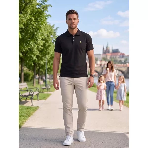  Prémium férfi póló gallérral ALTISPORT ALM002203 FEKETE ÉS ZÖLD 