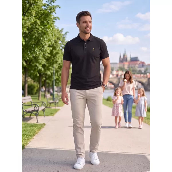  Prémium férfi póló gallérral ALTISPORT ALM002203 FEKETE ÉS ZÖLD 