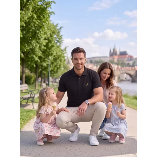  Prémium férfi póló gallérral ALTISPORT ALM002203 FEKETE ÉS ZÖLD 