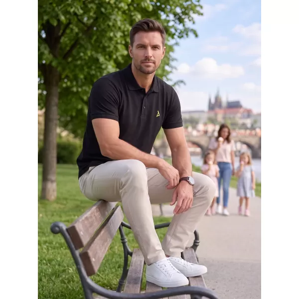  Prémium férfi póló gallérral ALTISPORT ALM002203 FEKETE ÉS ZÖLD 
