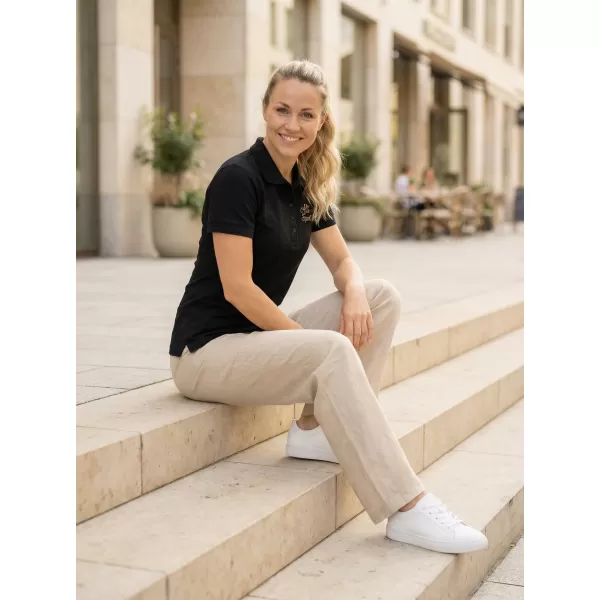  Női póló gallérral ALTISPORT ALW056210 FEKETE ÉS ARANY 