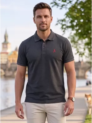 Prémium férfi póló gallérral ALTISPORT ALM002203 ANTRACIT KIEMELÉS