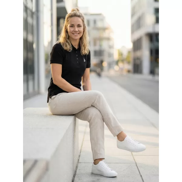  Prémium női póló gallérral ALTISPORT ALW002210 FEKETE ÉS FEHÉR 