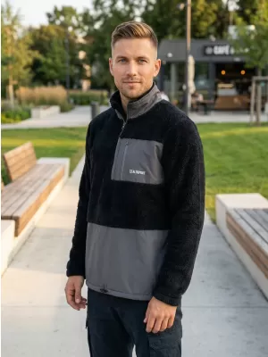 Férfi polár pulóver ALTISPORT HONOB MSWU307 FEKETE