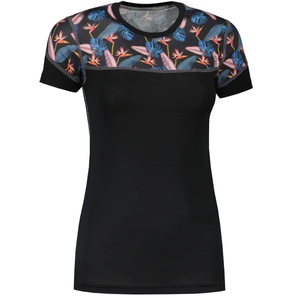  Női termo felső SENSOR MERINO IMPRESS 21100008 FEKETE/FLORAL 