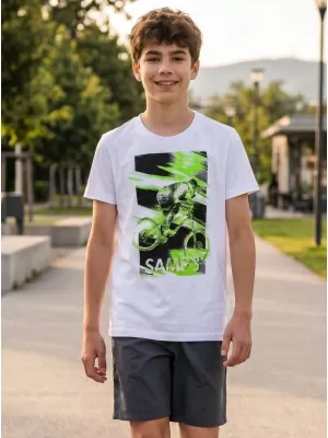 Fiú T -póló rövid ujjú SAM 73 LEO BT 550 FEHÉR