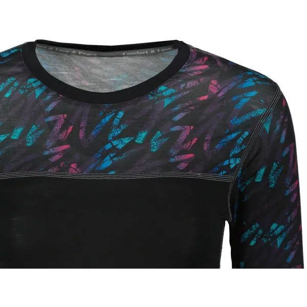  Női thermo felső SENSOR MERINO IMPRESS 21200018 FEKETE/STRIPES 