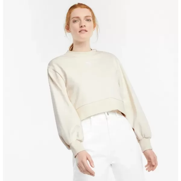  Női crop felső pulóver PUMA CLASSICS PUFF SLEEVE CREW 531616-73 ELEFÁNTCSONT IZZÁS 