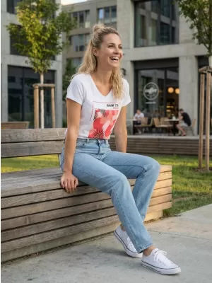 Rövid ujjú női póló SAM 73 ILDA WT 855 FEHÉR