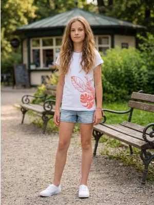 Rövid ujjú lány póló SAM 73 STEPHANIE GT 562 FEHÉR