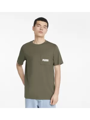 Férfi póló PUMA MODERN BASIC POCKET TEE SÖTÉTZÖLD MOHA
