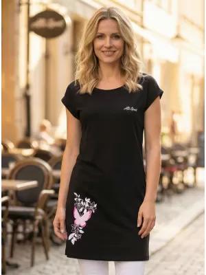 Dámské prodloužené triko ALTISPORT CARRYOVER ALW137K388 ČERNÁ/RŮŽOVÁ