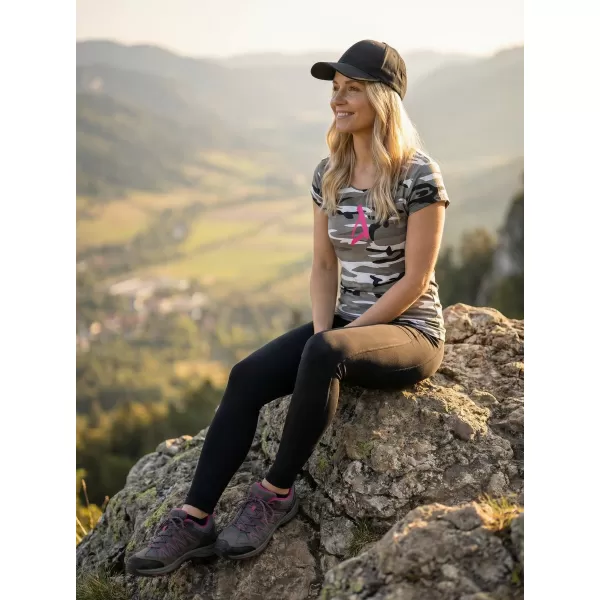  Női póló ALTISPORT ALW002C122 TEREPSZÍNŰ SZÜRKE/RÓZSASZÍN 