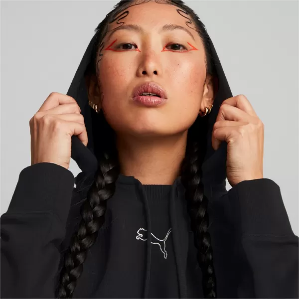  Női pulóver PUMA HER HOODED DRESS 670817-01 FEKETE 