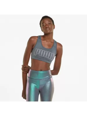 Női melltartó PUMA MID IMPACT 4KEEPS GRAPHIC BRA PM 520306-42 SZÜRKE