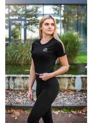 Női crop top póló ALTISPORT BYB/ALW056BY042 FEKETE ÉS FEHÉR