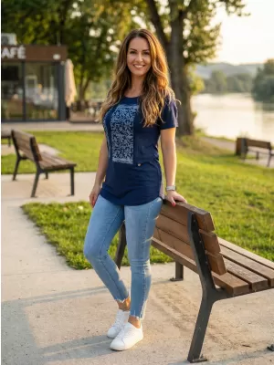 Női póló KIXMI ODETTE SÖTÉTKÉK