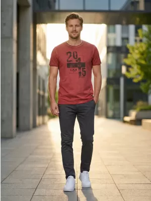 Férfi póló KIXMI OMER BURGUNDIA
