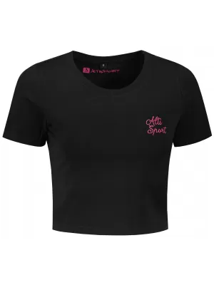 Női crop top póló ALTISPORT BYB/ALW056BY042 FEKETE RÓZSASZÍN