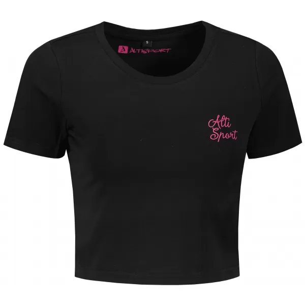  Női crop top póló ALTISPORT BYB/ALW056BY042 FEKETE RÓZSASZÍN 