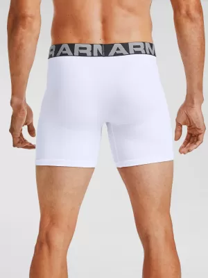 Férfi boxerek UNDER ARMOUR CHARGED COTTON 6IN 3 PACK 1363617-100 FEHÉR