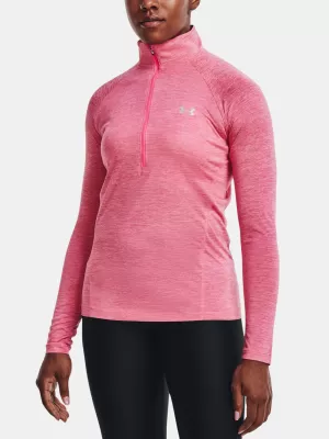 Női póló UNDER ARMOUR TECH 1/2 ZIP - TWIST 1320128-676 RÓZSASZÍN