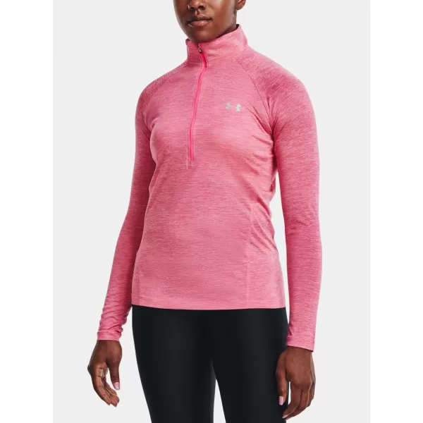  Női póló UNDER ARMOUR TECH 1/2 ZIP - TWIST 1320128-676 RÓZSASZÍN 