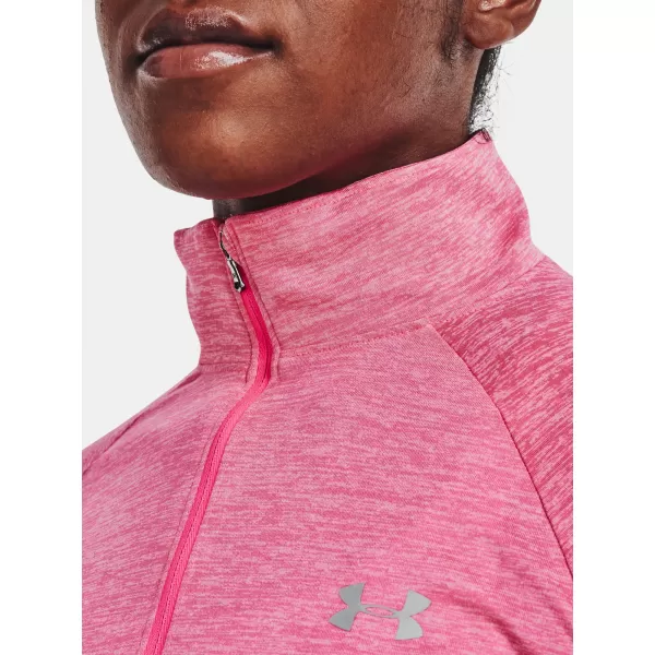  Női póló UNDER ARMOUR TECH 1/2 ZIP - TWIST 1320128-676 RÓZSASZÍN 