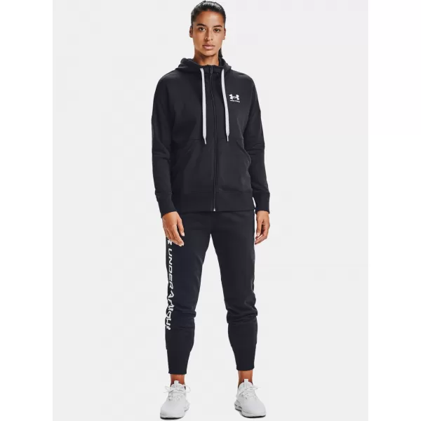  Női pulóver UNDER ARMOUR RIVAL FLEECE FZ HOODIE 1356400-001 FEKETE 