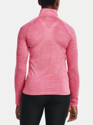 Női póló UNDER ARMOUR TECH 1/2 ZIP - TWIST 1320128-676 RÓZSASZÍN
