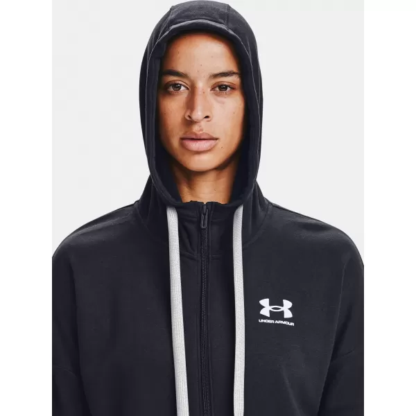  Női pulóver UNDER ARMOUR RIVAL FLEECE FZ HOODIE 1356400-001 FEKETE 