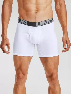 Férfi boxerek UNDER ARMOUR CHARGED COTTON 6IN 3 PACK 1363617-100 FEHÉR