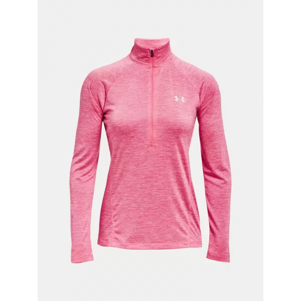  Női póló UNDER ARMOUR TECH 1/2 ZIP - TWIST 1320128-676 RÓZSASZÍN 