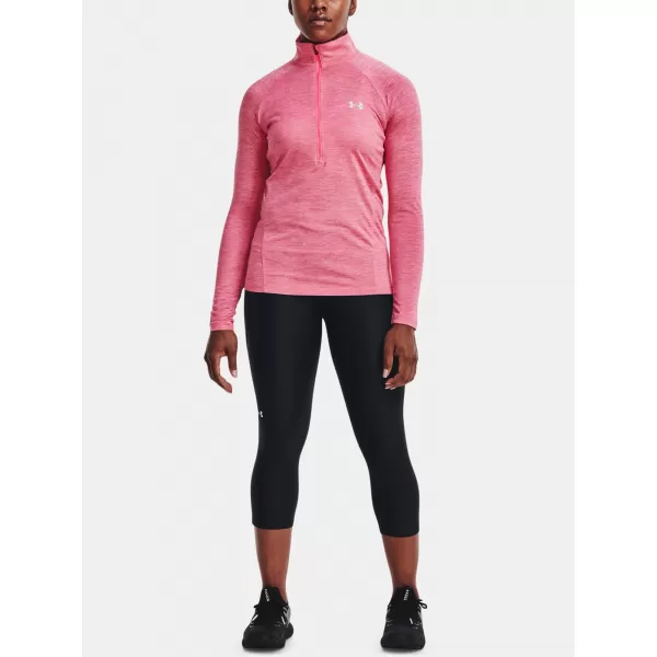  Női póló UNDER ARMOUR TECH 1/2 ZIP - TWIST 1320128-676 RÓZSASZÍN 