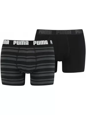 Férfi boxerek PUMA HERITAGE STRIPE BOXER 2P 90783805 FEKETE