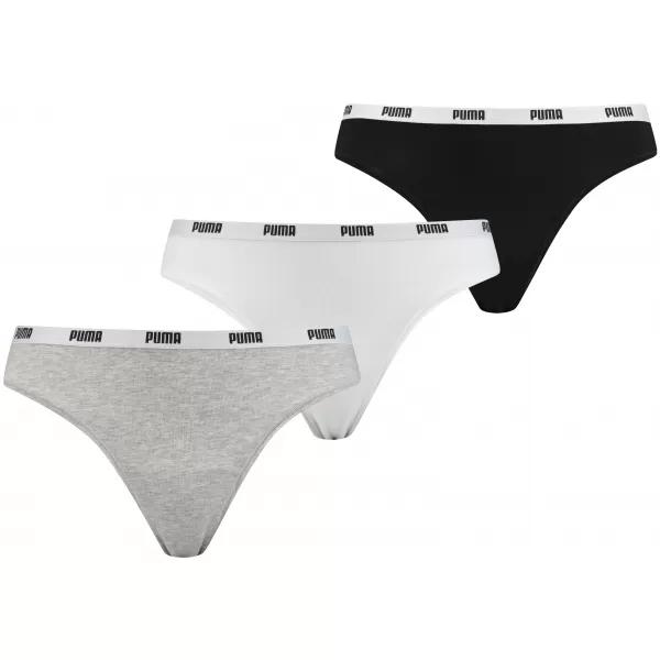  Női bugyi PUMA STRING 3P PACK 90759001 FEHÉR/SZÜRKE/FEKETE 
