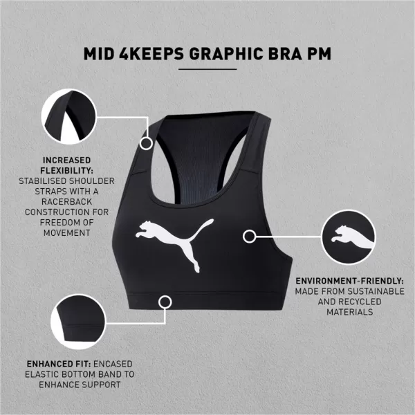  Női melltartó PUMA MID IMPACT 4KEEPS GRAPHIC BRA PM 520306-90 FEKETE 