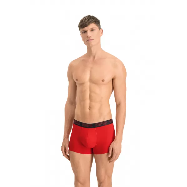  Férfi boxerek PUMA BASIC TRUNK 2P 93501502 PIROS/FEKETE 